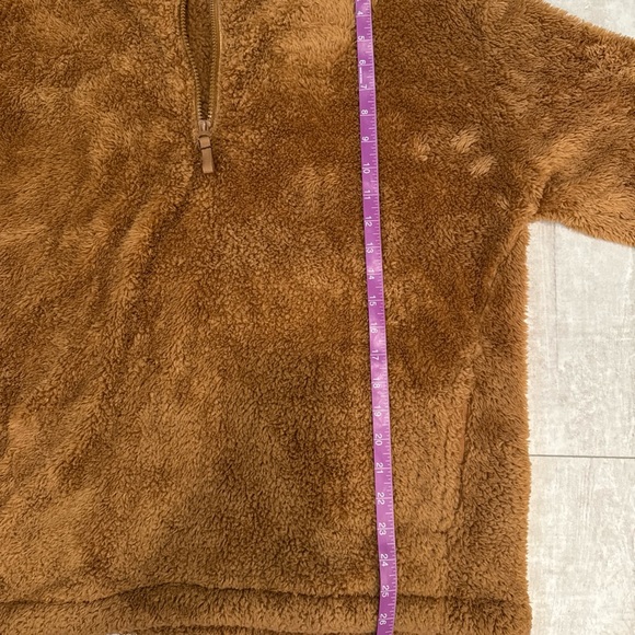 Lands End Womens Brown Quarter Zip Teddy Bear Fleece Jacket XL SOFT Pockets - Picture 8 of 10